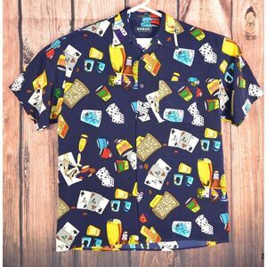 Vintage Koman Sport Shirt Size Medium M Men Button Up Short Sleeve‎ Gambler